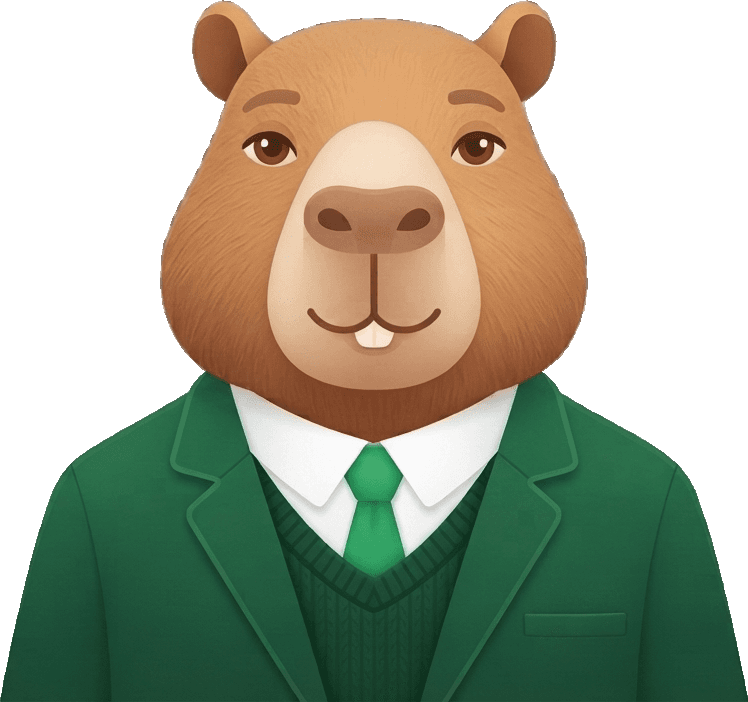 Mascote da Expectrum, uma capivara de terno verde